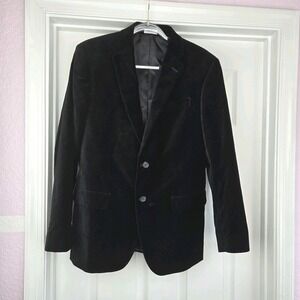 J. Farrar Men's Slim Fit Black Stretch Cotton Velvet Blazer Size 40R Holiday